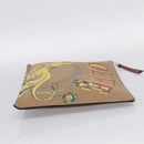 LOEWE Clutch Bag Leather Brown Silver Auth 210375M-5