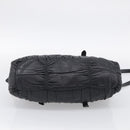 PRADA Gathered Hand Bag Leather 2way Black Gold Auth 210378A-11