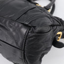 PRADA Gathered Hand Bag Leather 2way Black Gold Auth 210378A-14