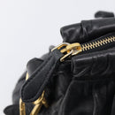 PRADA Gathered Hand Bag Leather 2way Black Gold Auth 210378A-19