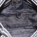 PRADA Gathered Hand Bag Leather 2way Black Gold Auth 210378A-21