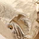 PRADA Hand Bag Leather 2way Gold Auth 210379SAM-14
