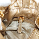 PRADA Hand Bag Leather 2way Gold Auth 210379SAM-26