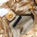 PRADA Hand Bag Leather 2way Gold Auth 210379SAM-28