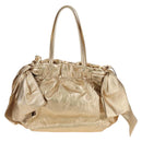 PRADA Hand Bag Leather 2way Gold Auth 210379SAM-3