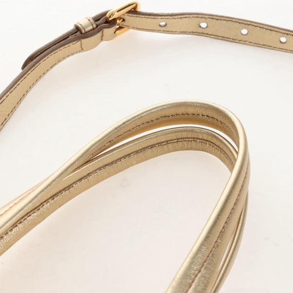 PRADA Hand Bag Leather 2way Gold Auth 210379SAM