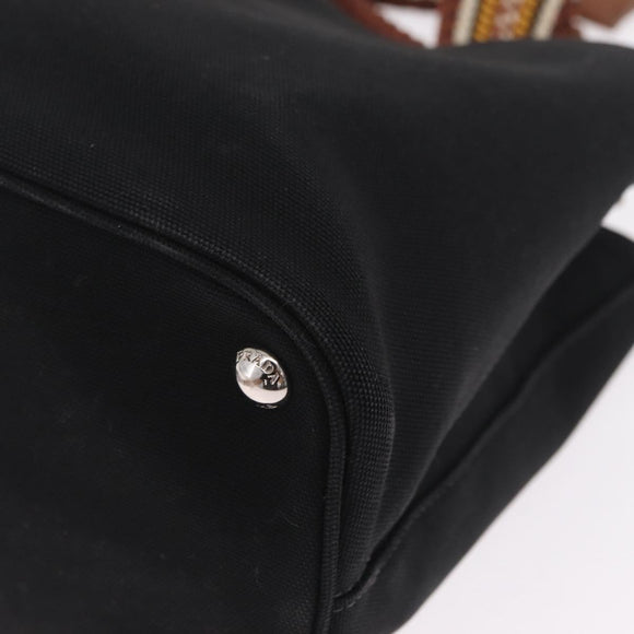 PRADA Panniers Shoulder Bag Canvas 2way Black Silver Auth 210381V
