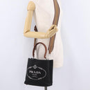 PRADA Panniers Shoulder Bag Canvas 2way Black Silver Auth 210381V-29