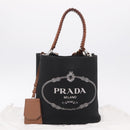 PRADA Panniers Shoulder Bag Canvas 2way Black Silver Auth 210381V-30