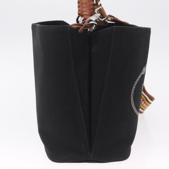 PRADA Panniers Shoulder Bag Canvas 2way Black Silver Auth 210381V
