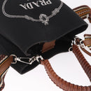 PRADA Panniers Shoulder Bag Canvas 2way Black Silver Auth 210381V-6