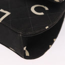 CHANEL Chain Hand Bag Canvas Black Silver CC Auth 210401A-11