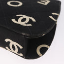 CHANEL Chain Hand Bag Canvas Black Silver CC Auth 210401A-13