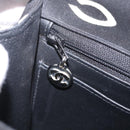 CHANEL Chain Hand Bag Canvas Black Silver CC Auth 210401A-22