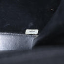 CHANEL Chain Hand Bag Canvas Black Silver CC Auth 210401A-25