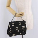 CHANEL Chain Hand Bag Canvas Black Silver CC Auth 210401A-27