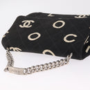 CHANEL Chain Hand Bag Canvas Black Silver CC Auth 210401A-6