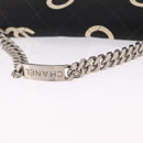 CHANEL Chain Hand Bag Canvas Black Silver CC Auth 210401A-7
