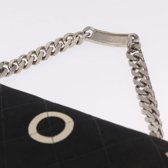 CHANEL Chain Hand Bag Canvas Black Silver CC Auth 210401A
