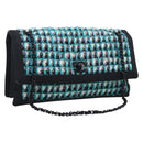CHANEL Chain Shoulder Bag tweed Light Blue Silver CC Auth 210402SAV-1