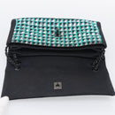 CHANEL Chain Shoulder Bag tweed Light Blue Silver CC Auth 210402SAV-15