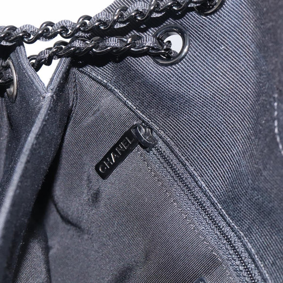 CHANEL Chain Shoulder Bag tweed Light Blue Silver CC Auth 210402SAV