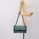 CHANEL Chain Shoulder Bag tweed Light Blue Silver CC Auth 210402SAV-28