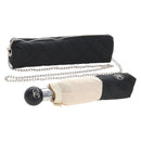 CHANEL Folding Umbrella Nylon Beige Silver CC Auth 210403SAM-1