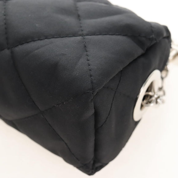 CHANEL Folding Umbrella Nylon Beige Silver CC Auth 210403SAM