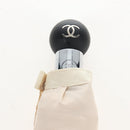 CHANEL Folding Umbrella Nylon Beige Silver CC Auth 210403SAM-19