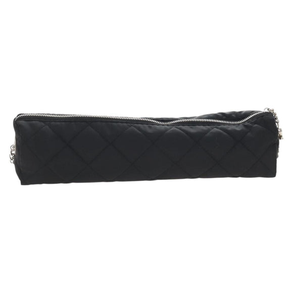CHANEL Folding Umbrella Nylon Beige Silver CC Auth 210403SAM