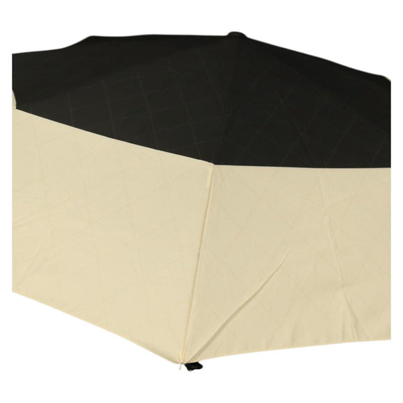 CHANEL Folding Umbrella Nylon Beige Silver CC Auth 210403SAM