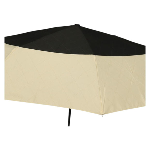 CHANEL Folding Umbrella Nylon Beige Silver CC Auth 210403SAM