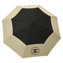 CHANEL Folding Umbrella Nylon Beige Silver CC Auth 210403SAM-34