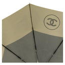 CHANEL Folding Umbrella Nylon Beige Silver CC Auth 210403SAM-36