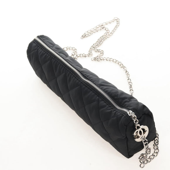 CHANEL Folding Umbrella Nylon Beige Silver CC Auth 210403SAM