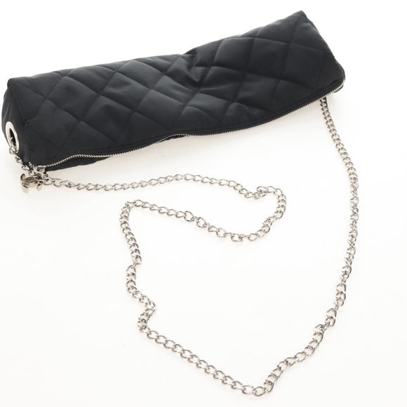CHANEL Folding Umbrella Nylon Beige Silver CC Auth 210403SAM