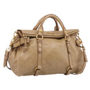 Miu Miu Vitellolux Hand Bag Leather 2way Beige Gold Auth 210423M-1