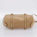 Miu Miu Vitellolux Hand Bag Leather 2way Beige Gold Auth 210423M-11