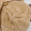 Miu Miu Vitellolux Hand Bag Leather 2way Beige Gold Auth 210423M-14