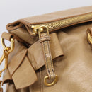 Miu Miu Vitellolux Hand Bag Leather 2way Beige Gold Auth 210423M-17