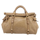 Miu Miu Vitellolux Hand Bag Leather 2way Beige Gold Auth 210423M-2