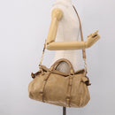 Miu Miu Vitellolux Hand Bag Leather 2way Beige Gold Auth 210423M-25