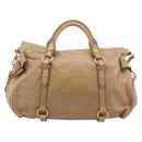 Miu Miu Vitellolux Hand Bag Leather 2way Beige Gold Auth 210423M-3