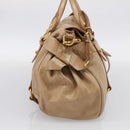 Miu Miu Vitellolux Hand Bag Leather 2way Beige Gold Auth 210423M-4