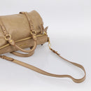 Miu Miu Vitellolux Hand Bag Leather 2way Beige Gold Auth 210423M-9