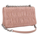 PRADA Chain Shoulder Bag Leather Pink Silver Auth 210425V-1