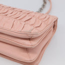 PRADA Chain Shoulder Bag Leather Pink Silver Auth 210425V-12