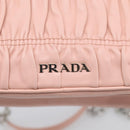 PRADA Chain Shoulder Bag Leather Pink Silver Auth 210425V-14