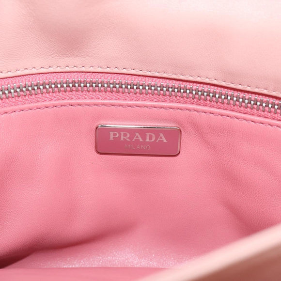 PRADA Chain Shoulder Bag Leather Pink Silver Auth 210425V